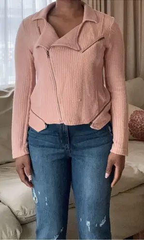 Mystree Trendy Pink Textured Zip-Up Jacket