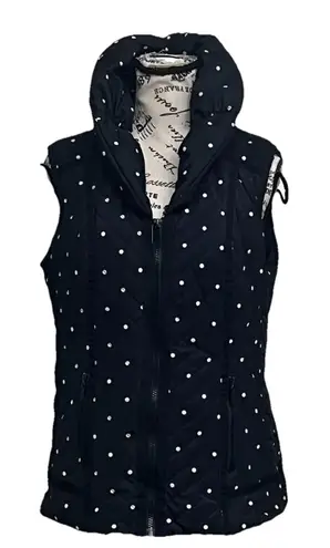 Laura Ashley Vtg Y2k Block Polka Quilted Puffer Vest Retro Pinup Rockabilly M