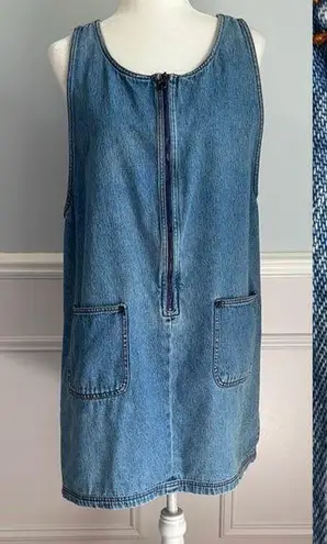 Vintage 90s Jumper Sleeveless Tank Denim Dress Casual Summer Crewneck Size L Blue Size L