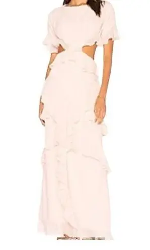 Fame and Partners Marissa Ruffle Maxi Dress Pale Pink Lined Boho Size 2 NWT