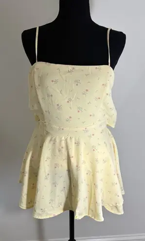 Streetwear Society Yellow and Pink Romper with Spaghetti Straps