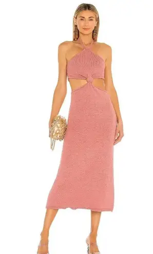 Cult Gaia Cameron Knit Dress in Jaipur pink Large New Womens Midi Cutout