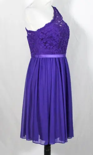 David's Bridal Grape Purple One Shoulder Formal Dress Y2K Style Size 8
