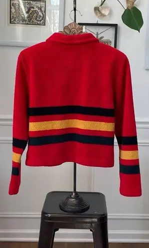 Vintage 90s County Clothing Co Fleece Stripe Cropped Jacket XL Red