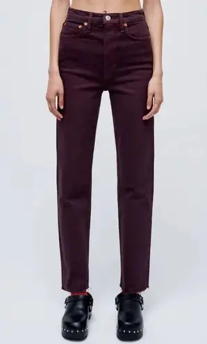 RE/DONE 70’s Ultra High Rise Stove Pipe Jeans - Washed Plum NEW 29