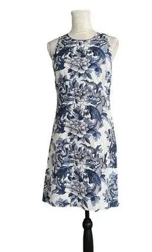 Lauren Ralph Lauren Asian Inspired Dragon Chinoiserie Print Dress 100% Silk Blue Size 4