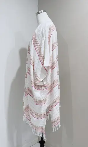 Rebellion Again Cream Pink Striped Beach Swim Kimono Cover Up Cardigan Size M