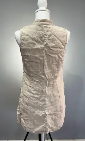 Willi Smith Cream Linen Long Sleeveless Blouse Size S EUC