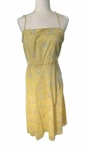 Vintage J Crew Sun Dress Size 12 Y2K Floral Old Money Butter Yellow Boho Midi