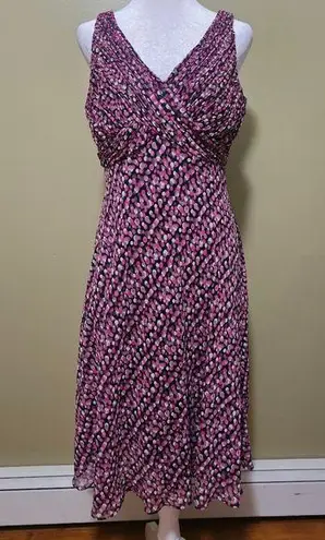 Jones Wear  Pink/Brown Polka Dot Sleeveless Dress Size 10