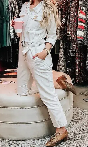BURU Small Josephine Jumpsuit in White Painter’s Utility Boiler Suit