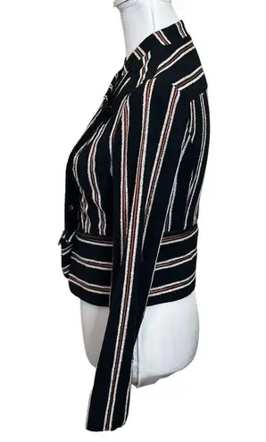 Intermix Lisa Boucle Striped Jacket Blazer Peplum Biker Women's Size 0