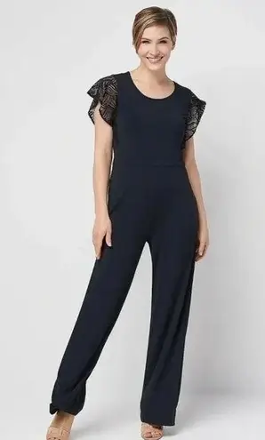 H by Halston Jetset Jersey wide leg jumpsuit jumper black size M