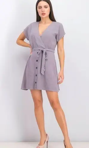 Sadie & Sage Women's Surplice Dress Color: Slate/Light Purple/Gray Size Small Gray