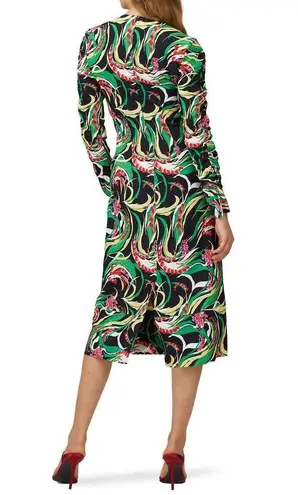 La DoubleJ Tinder Multicolor Floral Print Long Sleeve Midi Dress Size Black Size XS