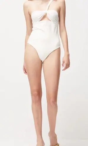 Atoir white cream the fleur one shoulder natural fiber bandeau bodysuit small