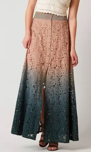 Gimmicks by BKE Gimmicks ombre lace button front maxi skirt teal peach women’s size large