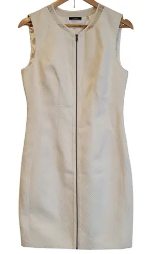 Tahari Avani Dress White Snakeskin Print Sleeveless Sheath Euro Summer Size 10