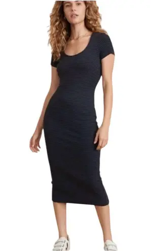 Marine layer Lexi Rib Short Sleeved Midi Striped T-Shirt Sporty Stretchy XL