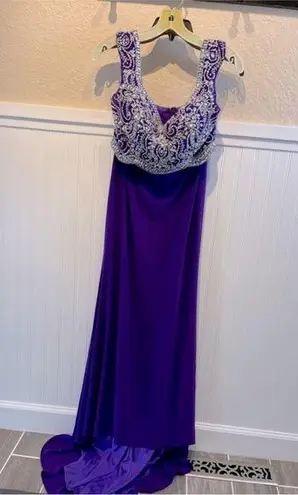 Two Piece Embellished Purple Prom Dress Size 6