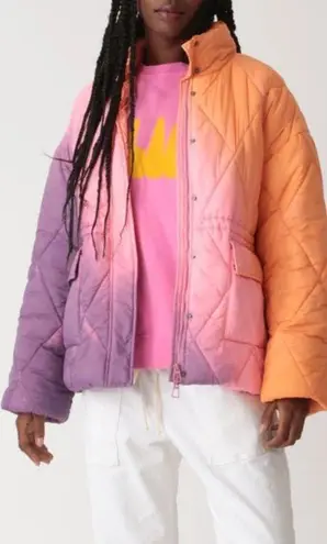 Electric & Rose Aiden Ombré Violet/Melon Quilted Puffer Jacket Womens XS New Purple