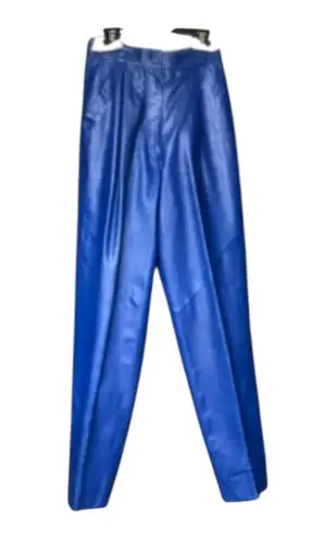 Vintage SMALBY Royal Blue Leather Pants Trousers Made in Italy Women's Sz 42 EU