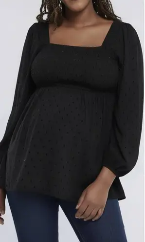 Motherhood NWT - Smocked Babydoll Black Top.