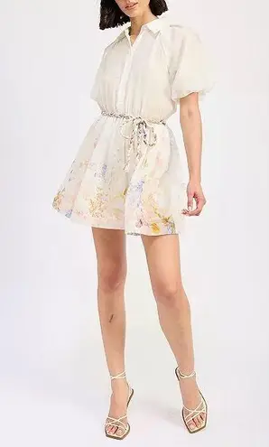 En Saison Taylorann Mini Dress – Ivory Violet Orange – Size M – NWT White Size M