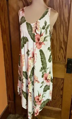 Vtg 90s Tropical Floral Midi Dress Size L