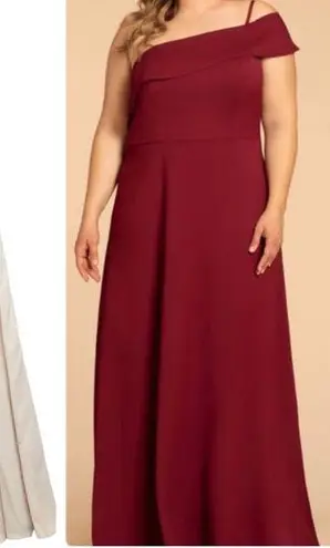 Hayley Paige Occasions NEW Plus Size 22 Bridesmaid Dress One Shoulder Cashmere