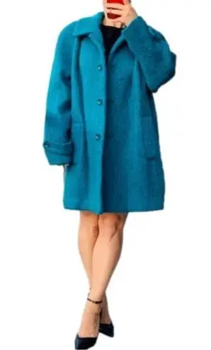 Vintage Appleseed’s 1946 Jewel Tone Wool Button Down Oversized Winter Coat Blue Size 14P