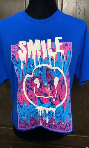 Hope Means Nothing - cut off Blue Radical Smiley T-Shirt - size Medium