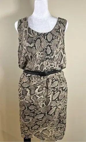 Mango Snake Print Party Cocktail Mini Dress with Belt - Size 10