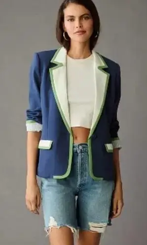 Maeve Anthropologie Colorblock Blazer Blue Green White Size S