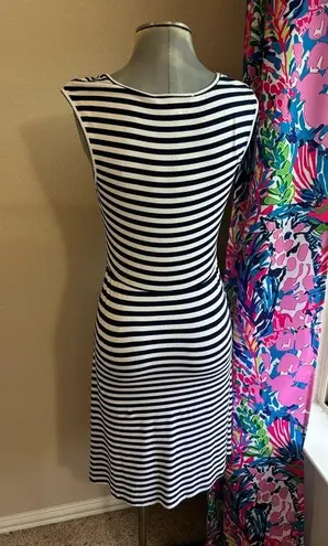 Boston Proper Nautical Navy and White Striped V-Neck Sleeveless Midi Dress S
