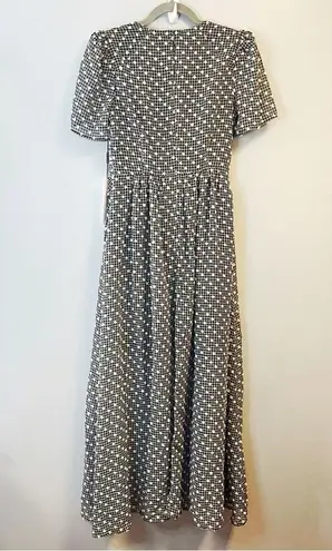 Calvin Klein  Dress Black & White Embroidery Ditsy Print Vintage-y Midi Sz 4 NWT