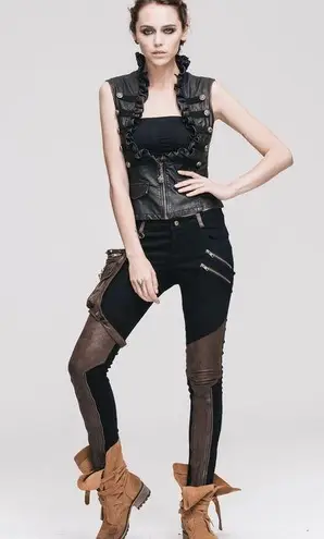 Devil’s Fashion Pants Blade Steampunk Pants with Decorative Thigh Holster Black Size M
