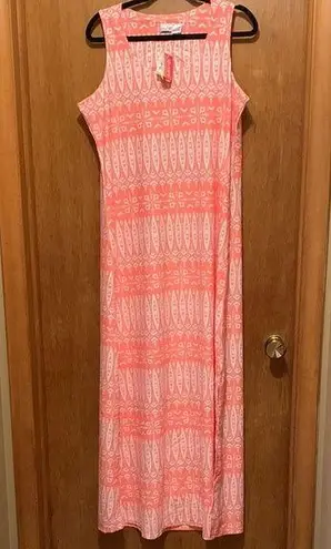 All For Color Abbott Lane Sleeveless Coral Maxi Dress