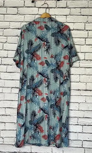 SheIn Curve Palm and Fern Leaf Pattern Short Sleeve Maxi Shirt Dress