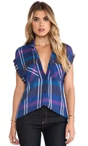 Rails Free People Short Sleeve Button Down Flannel Shirt