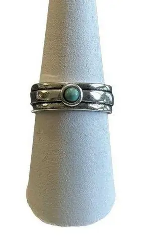 Brand New!! Size 8 Boho/Tribal solitaire with turquoise colored stone Silver