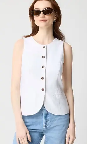 J Crew Factory Button Front Vest Linen Blend White Size 4 - Image 1