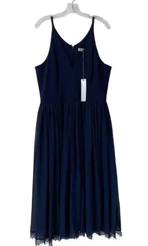 Dress the Population NWT Alicia Midi Dress Midnight Blue Size XXL V-neck Glam