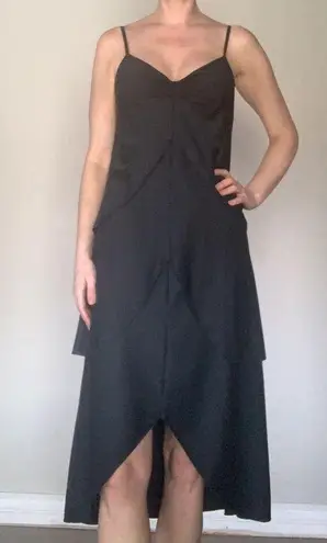 Vintage | 1970’s Leslie J Tulip Drape Disco Dress Black Size Medium