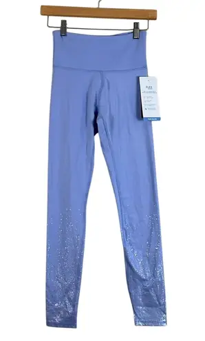 Marika Leggings Womens S Periwinkle High Waist 27” Glitter Ombre Workout Dry Wik Blue