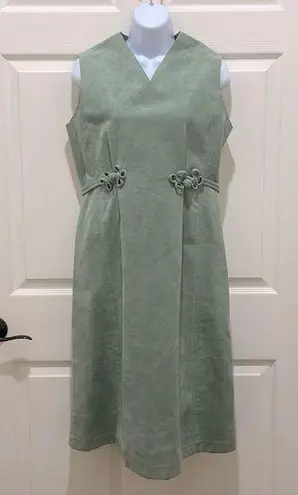 Nat Kaplan Couture Vintage Green Ultra Suede Sleeveless Sheath Dress Size 8