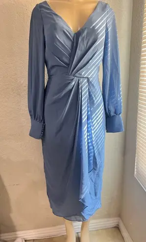 JJ's House Sheath/Column V-Neck Tea-Length Chiffon Cocktail Dress With Cascading Ruffles