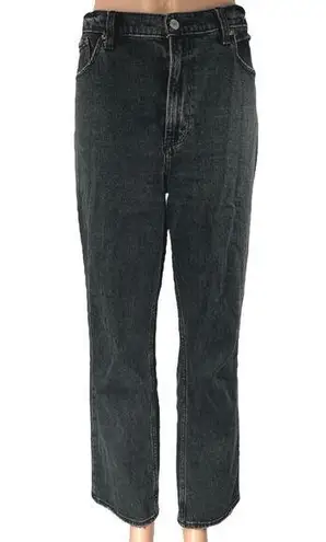 Abercrombie & Fitch  Black Ultra High Rise Straight Leg Ankle Denim Jeans Pants 8 - Image 1