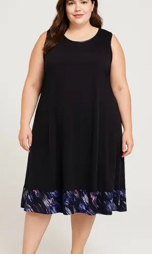 Catherines Black Purple Trim Sleeveless Shift Midi Dress Size 4X