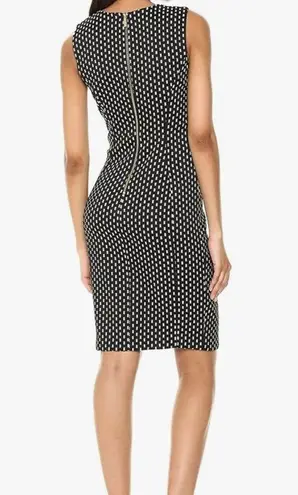 Calvin Klein Black White Geometric Sleeveless Knee length Dress With Gold Zipper